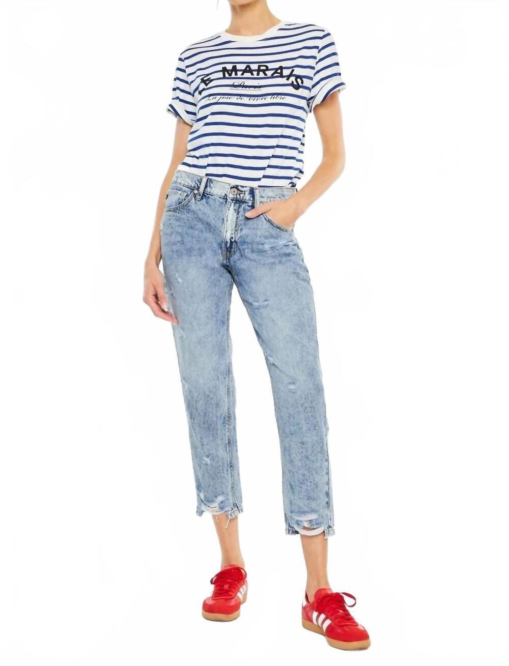 NEW KANCAN high rise ankle mom jeans in medium wash
